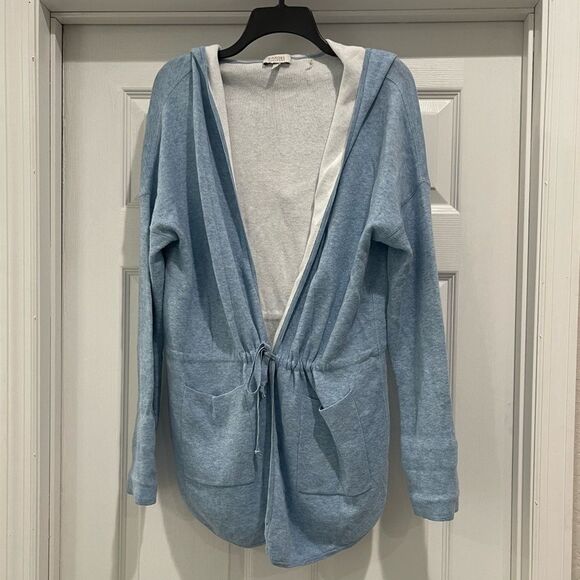 Kinross Cashmere Blend Reversible Hooded Cardigan Size L - Picture 5 of 11